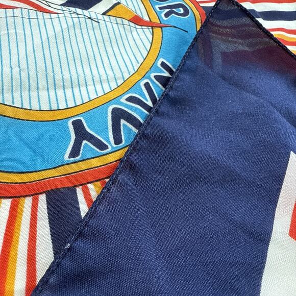 Vintage Nautical Scarf Sailor Navy Cup Red White Blue Stripe Preppy Retro 30” - Picture 9 of 15